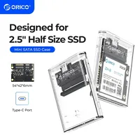 ORICO 2.5 Inch Half Size SATA SSD Enclosure 5Gbps Type-C Hard Drive Case Support Auto Sleep for Half Slim 2.5 inch SSD Mini Size