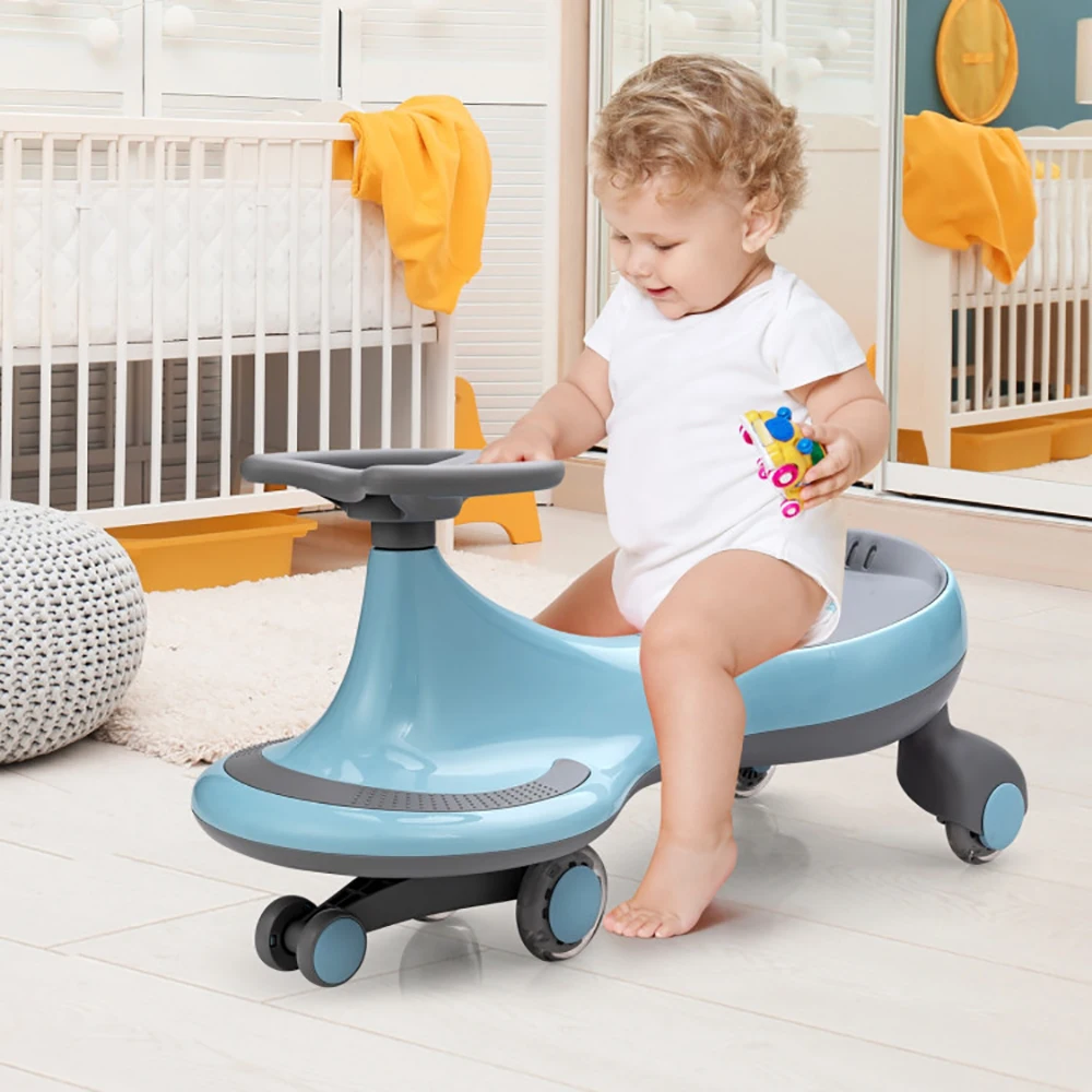 Safe and Scientific Design Wiggle Car Ride-on Toy with Flashing Wheels for Child