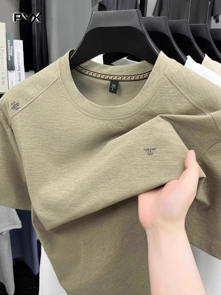 

High-End Silk-Matte Cotton ort-Sve T-irt Men's 2025 New Summer round Ne Casual Qui-Dry Sport Top Men's Faion Urb...