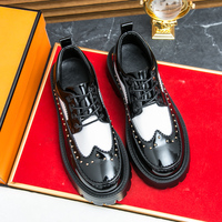 2025 Men's Casual Shoes Thick Bottom Big Head Leather Dress Shoes Height Increase Formal Business Oxfords Non-Slip Rubber Sole