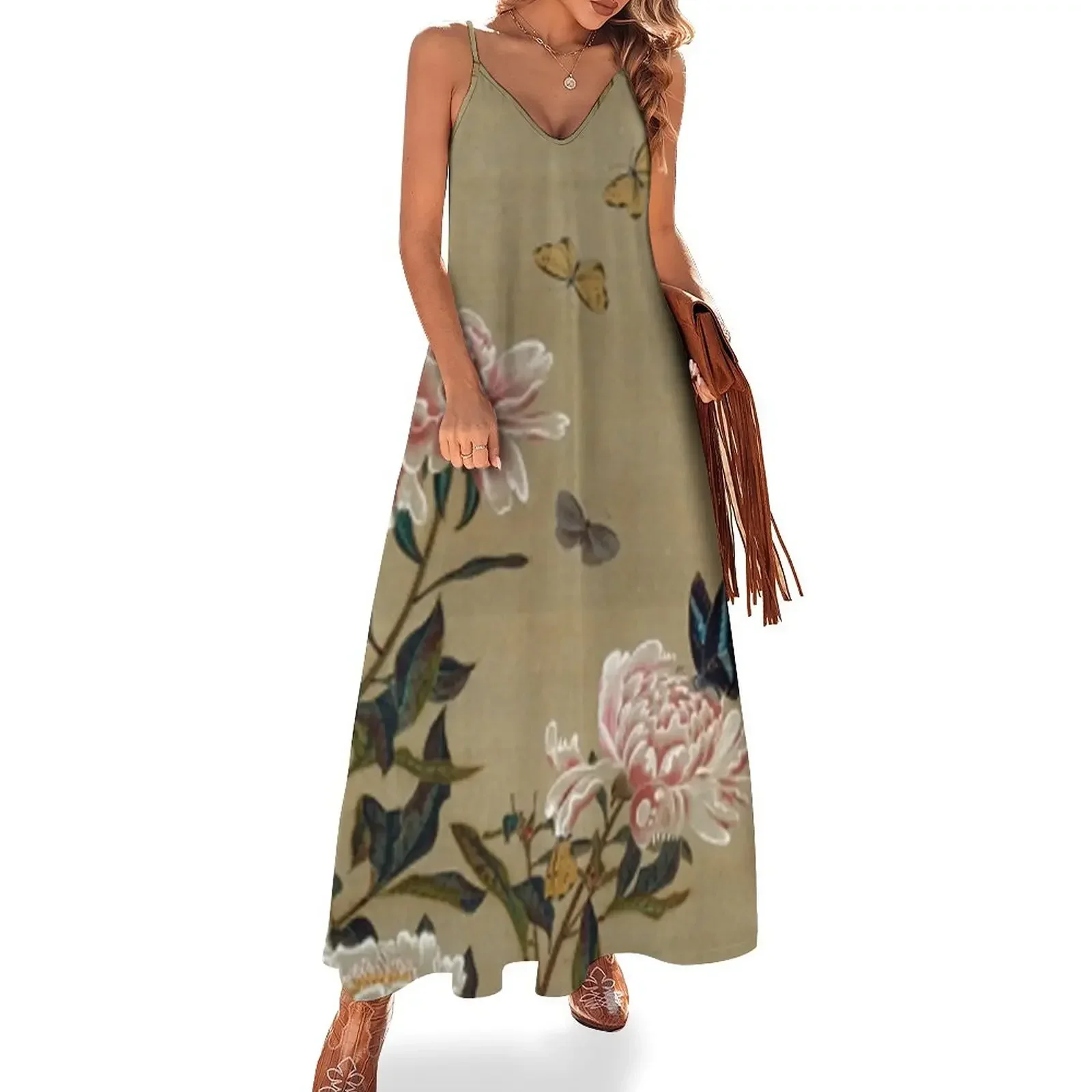 

Favourite Artists - Peonies & Butterflies - Jakuchu Ito Sleeveless Dress festival outfit women summer dresses Dress