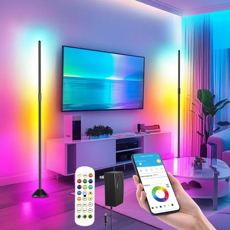 Smart Color Changing Floor Lamp for Living Room Alexa Compatible Bluetooth & Remote Control Dimmable Standing Lamp