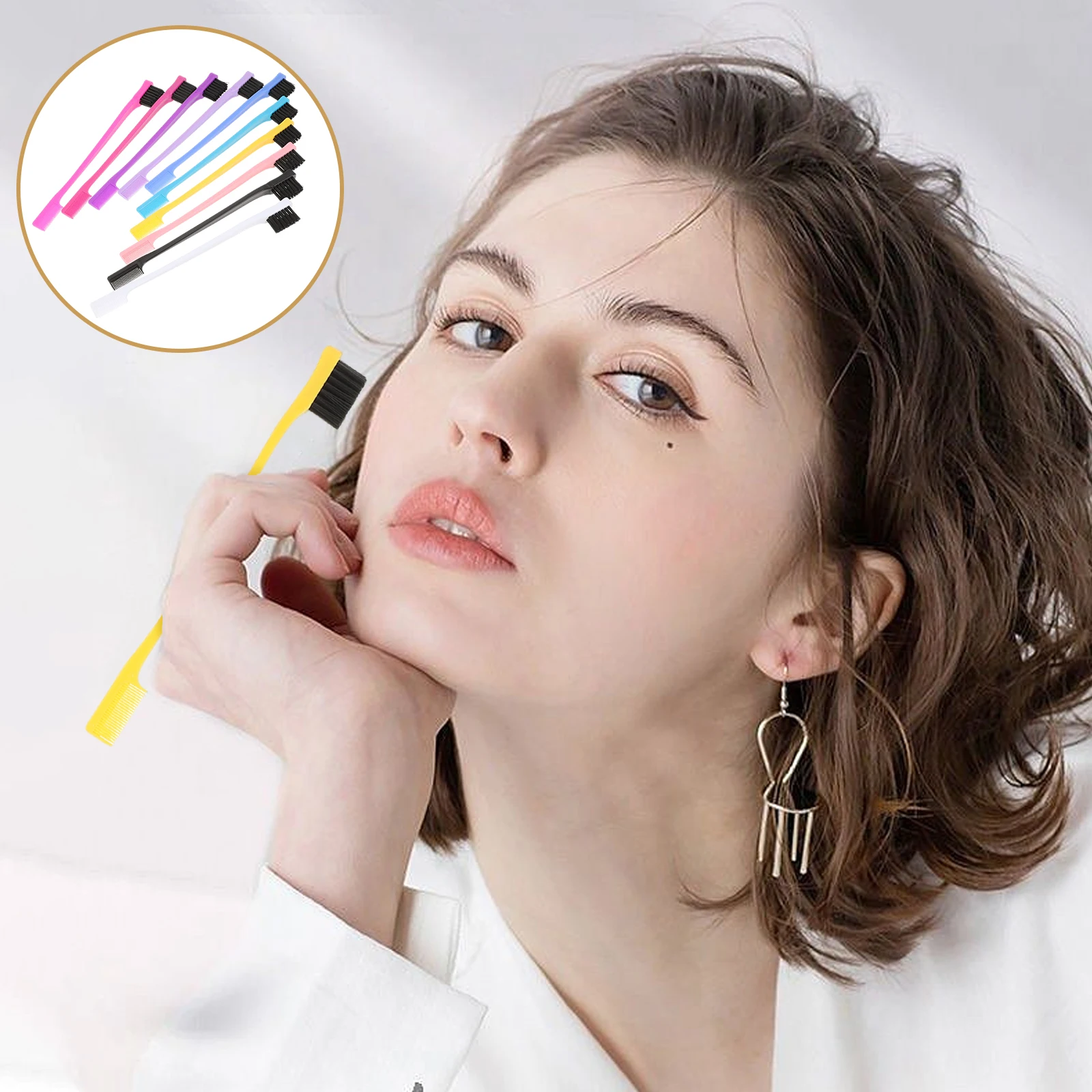 10Pcs Eyebrow Brush Comb Set Dual Tip Multiuse Brow Hairline Grooming Tool Eyelash Brush Mascara Comb Makeup Accessory