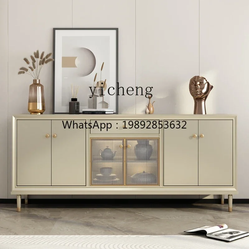 American light luxury solid wood dining side cabinet integrated modern simple kitchen tea cabinet storage locker