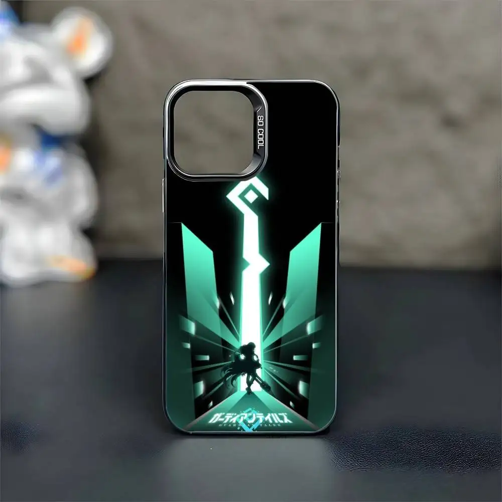 Guardian Tales grüne Haare Handyhülle für iPhone 16,15,14,13,12,11, Mini, Pro, MAX, schwarz, matt, stoßfest