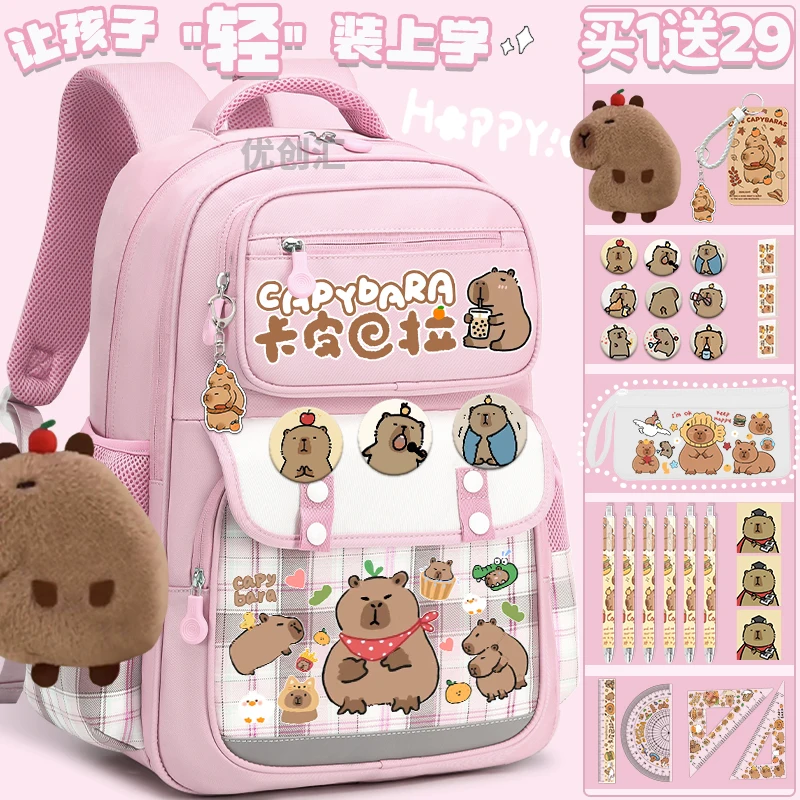 Capybara Cute Backpack for Girls 2025 New Model Large Capacity School Backpack for Children Ages 8-12