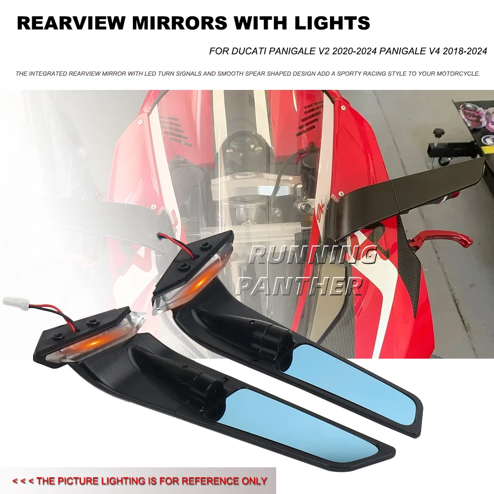 

New Motorcycle Accessories Rearview Mirror With LED Turn Signals Kit For Ducati Panigale V2 2020-2024 PANIGALE V4 2018-2024