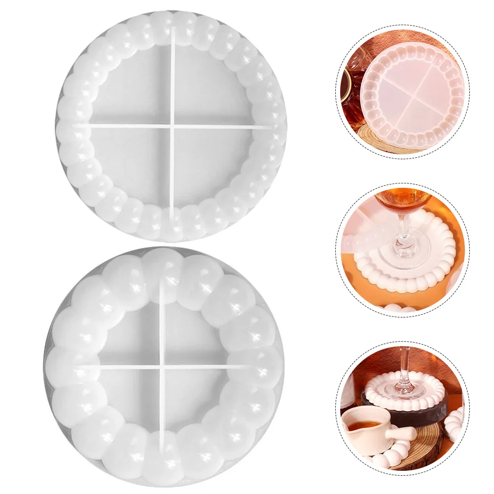 2 قطعة قالب كوستر سيليكون غير عصا قالب راتينج متين سهل التشكيل لتقوم بها بنفسك كأس الايبوكسي حصيرة صينية الصب قالب كوستر الزخرفية #5