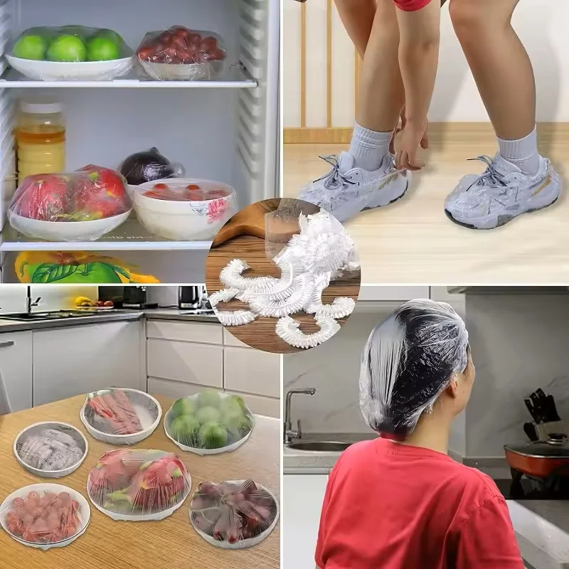 Plastic Disposable Food Cover Colorful Elastic Wrap Food Covers Fresh-keeping Lid Plate Kitchen Nylon Packaging Bags Storage Bag