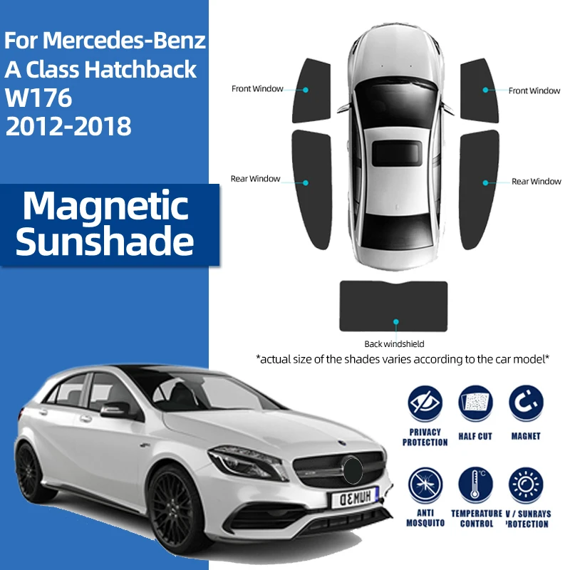 

For Mercedes Benz A Class W176 2012-2019 Magnetic Car Sunshade Front Rear Windshield Curtain Side Baby Window Sun Shade Visor