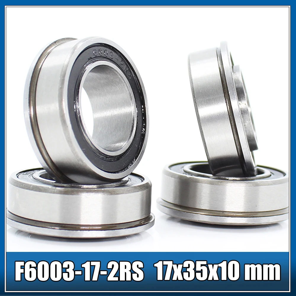 4Pcs F6003 F6003RS Bearing F6003-17-2RS 17x35x10 mm Flange Ball Bearings F6003-RS Garden Cart Wheel Bearing