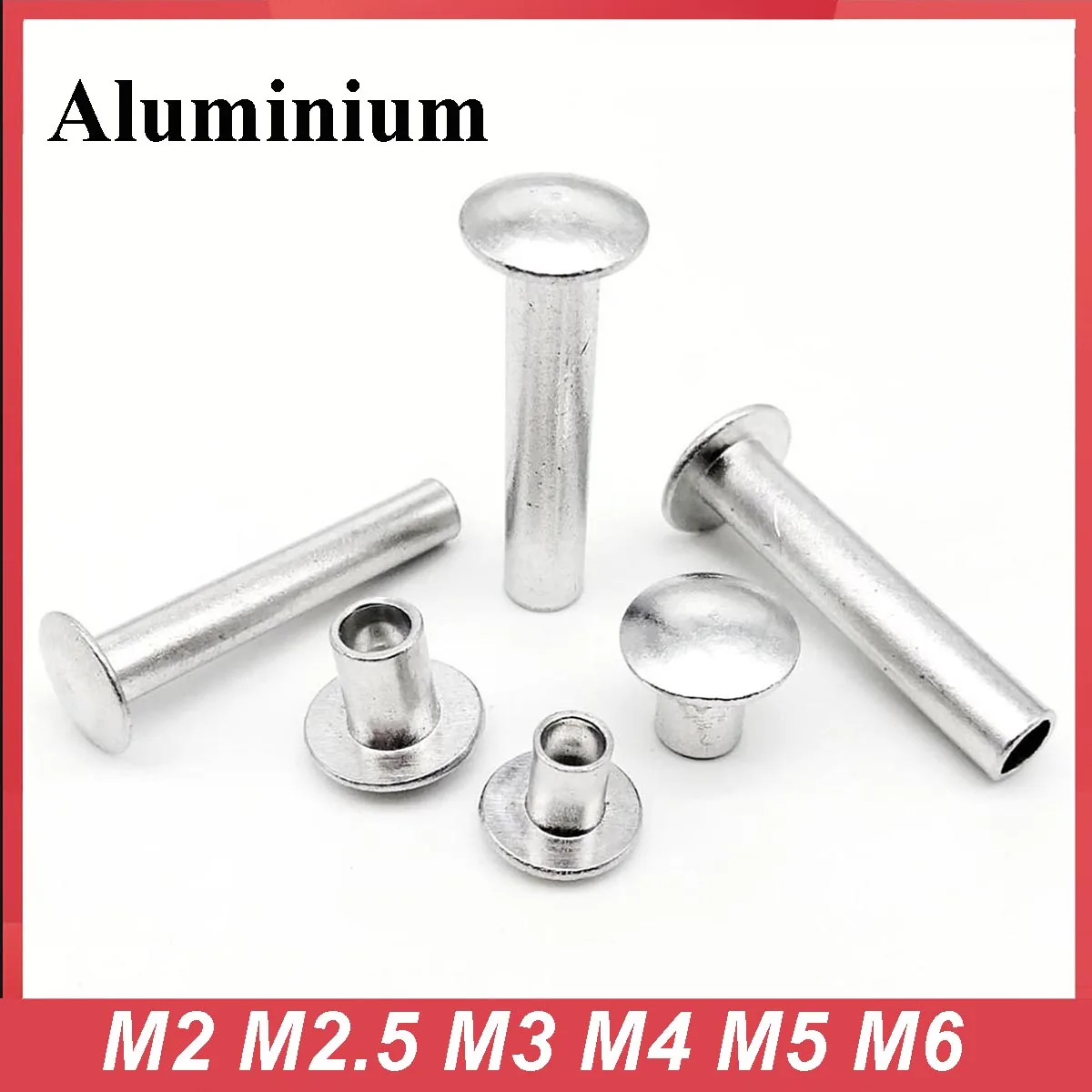 

M2 M2.5 M3 M4 M5 M6 GB873 Aluminum Round Flat Truss Head Half Hollow Rivets Semi-hollow Semi-tubuler Shank Rivet Length 3-40mm