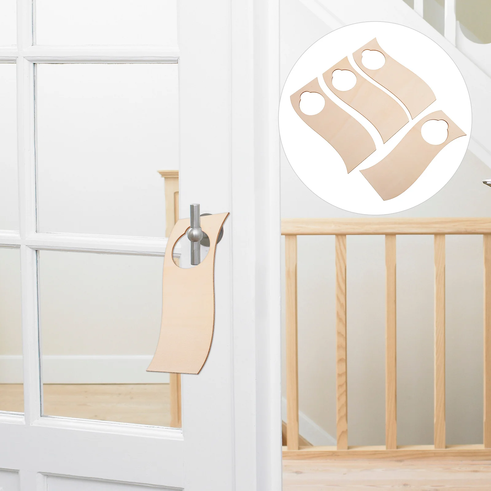 

10Pcs Doorknob Wood Sign Blank Hanging Plaque DIY Unfinished Wooden Pendant for Home Decoration Craft Painting Accessory