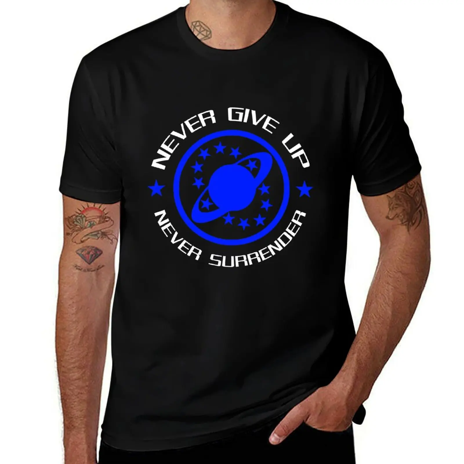 

Футболка Never Give Up Never Surrender с животным принтом для мальчиков, рубашка Croswit, мужская одежда больших размеров, мужские рубашки, футболка с рисунком