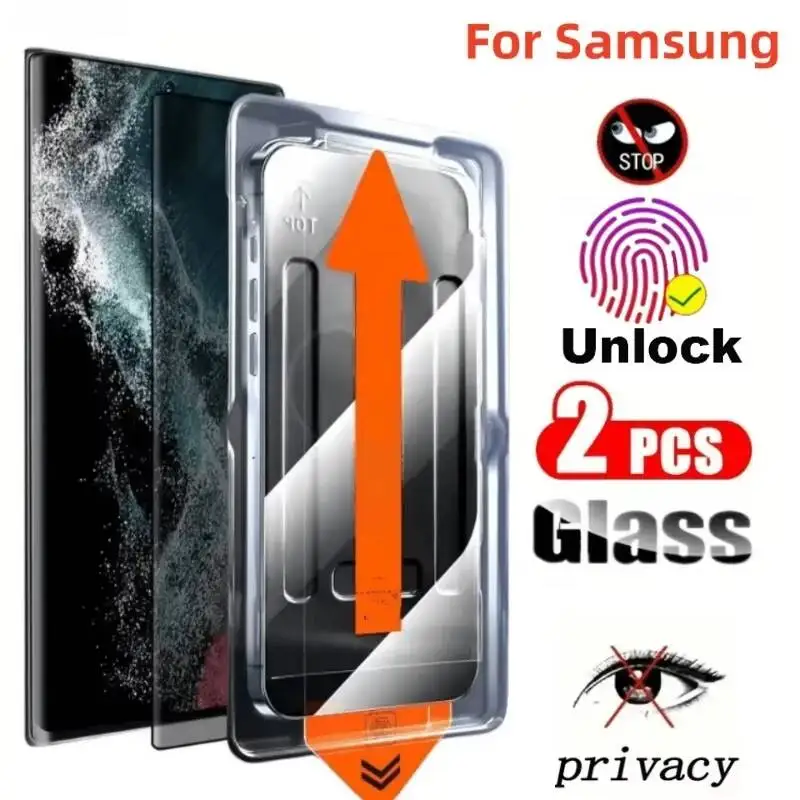 2-1PCS Dust Free Installation Privacy Screen Protector For Samsung Galaxy S26 Ultra Edge S25 S24 Plus S23 S22 S21 Tempered Glass