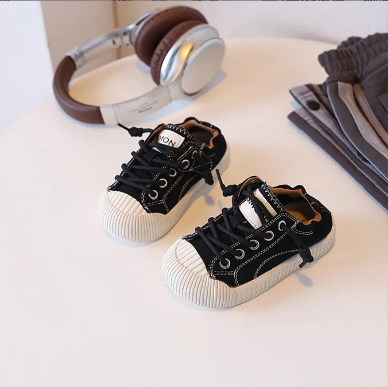 

Children's canvas shoes girls' 2025 new autumn casual board shoes women's baby soft soled anti slip biscuit shoes Size 22-30