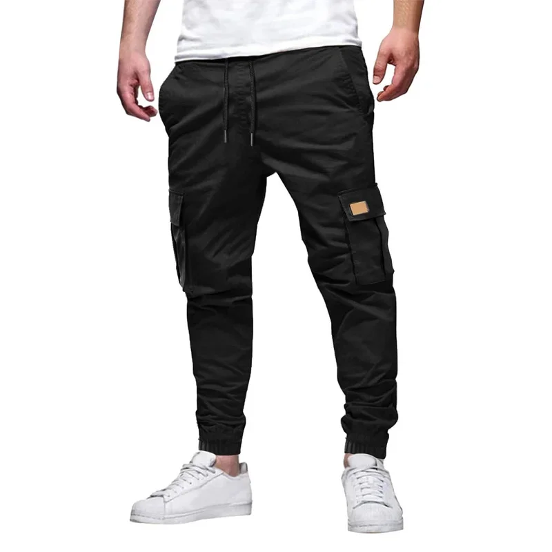 

Spring Autumn NEW woven Cargo Pants Men Straight sweatpants sports Casual men Trousers multi-pocket running loose Training pants