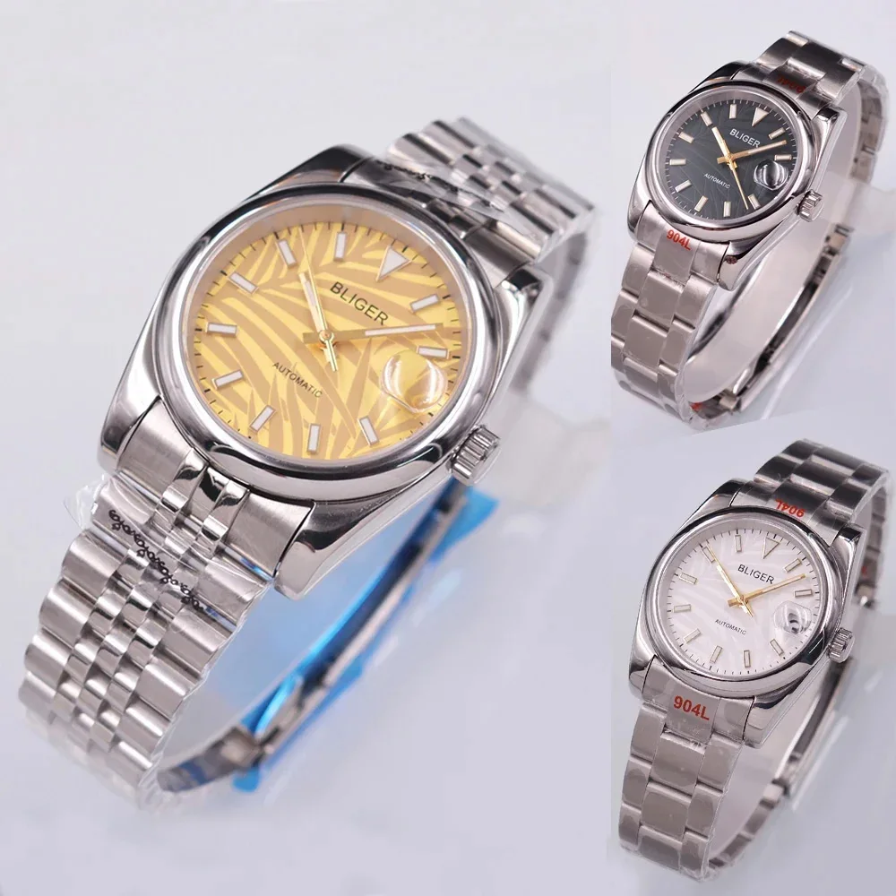 36mm/39mm Bliger Japan NH35 Sapphire Glass Watches Stainless Steel Case Bracelet Luminous Automatic Mechanical Men's Watch