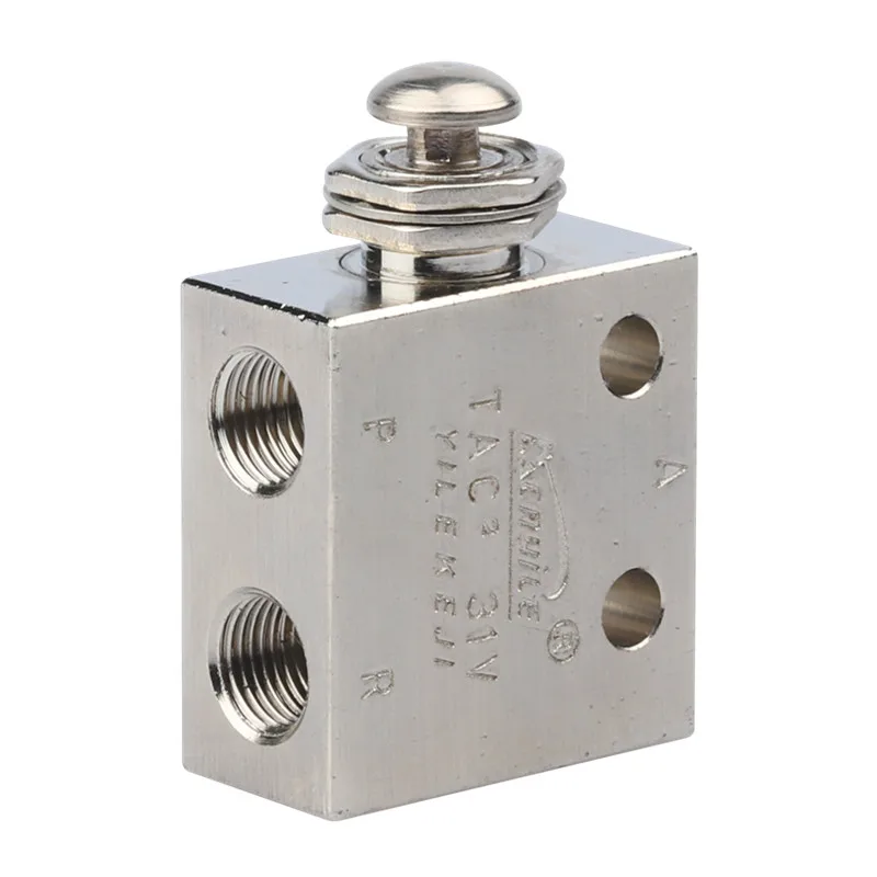 TAC2-31P Air Pneumatic 1/8 Thread 2 Position 3 Way Reset Push Button Switch Mechanical Valve
