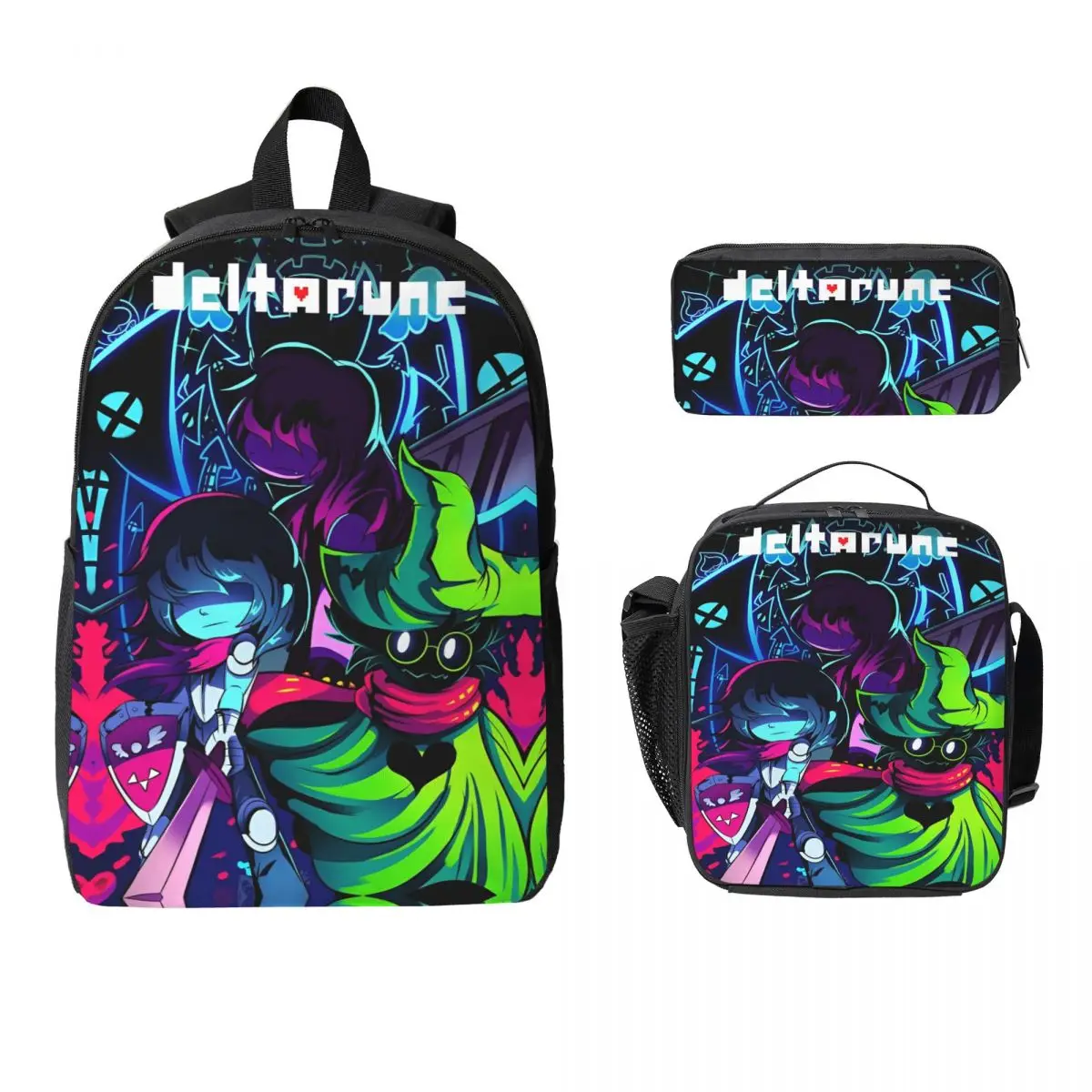 

3Pcs Deltarune Video Game Backpack Set for Girls Boys Pen Bags Bookbag Sets with Lunch Box For School Students Knapsack