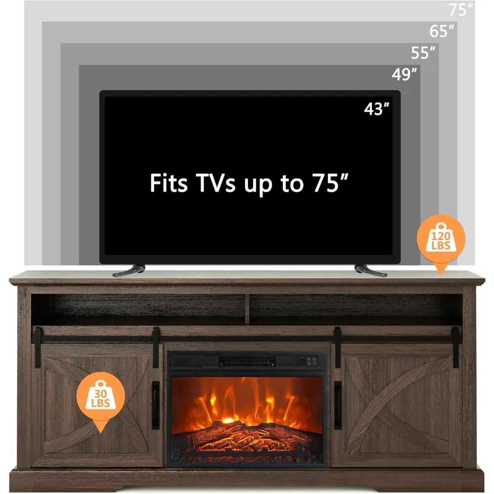 68 Inch Fireplace TV Stand with 24