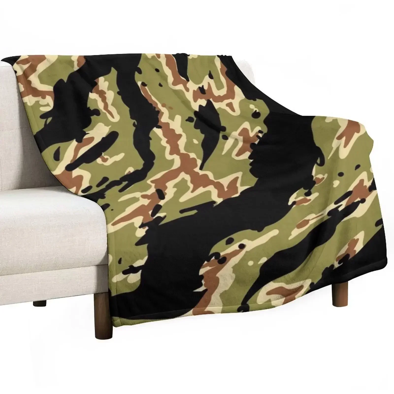 

Vietnam tiger stripe camouflage pattern. green camo. Throw Blanket blankets and throws Single Hairys Blankets