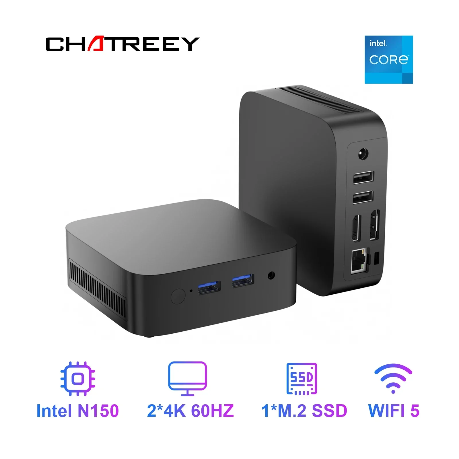 

T10 Mini PC Intel Alder Lake N150 Windows 11 Ultra Small Pocket Computer 4K 60Hz Output Wifi5 BT4.2