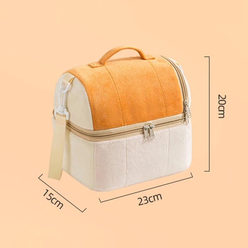 4Colors Toast Lunch Bag Ladies Insulated Soft Cooler Lunchbox with Shoulder Strap Insulation Large Capacity Food Organizer Bags