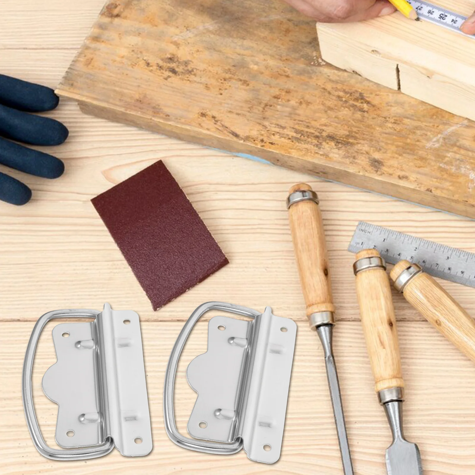 

2pcs Stainless Steel Box Handle Folding Pull Luggage Hardware for Chest Guitar Case Toolboxes Coolers Drawer Door Heavy