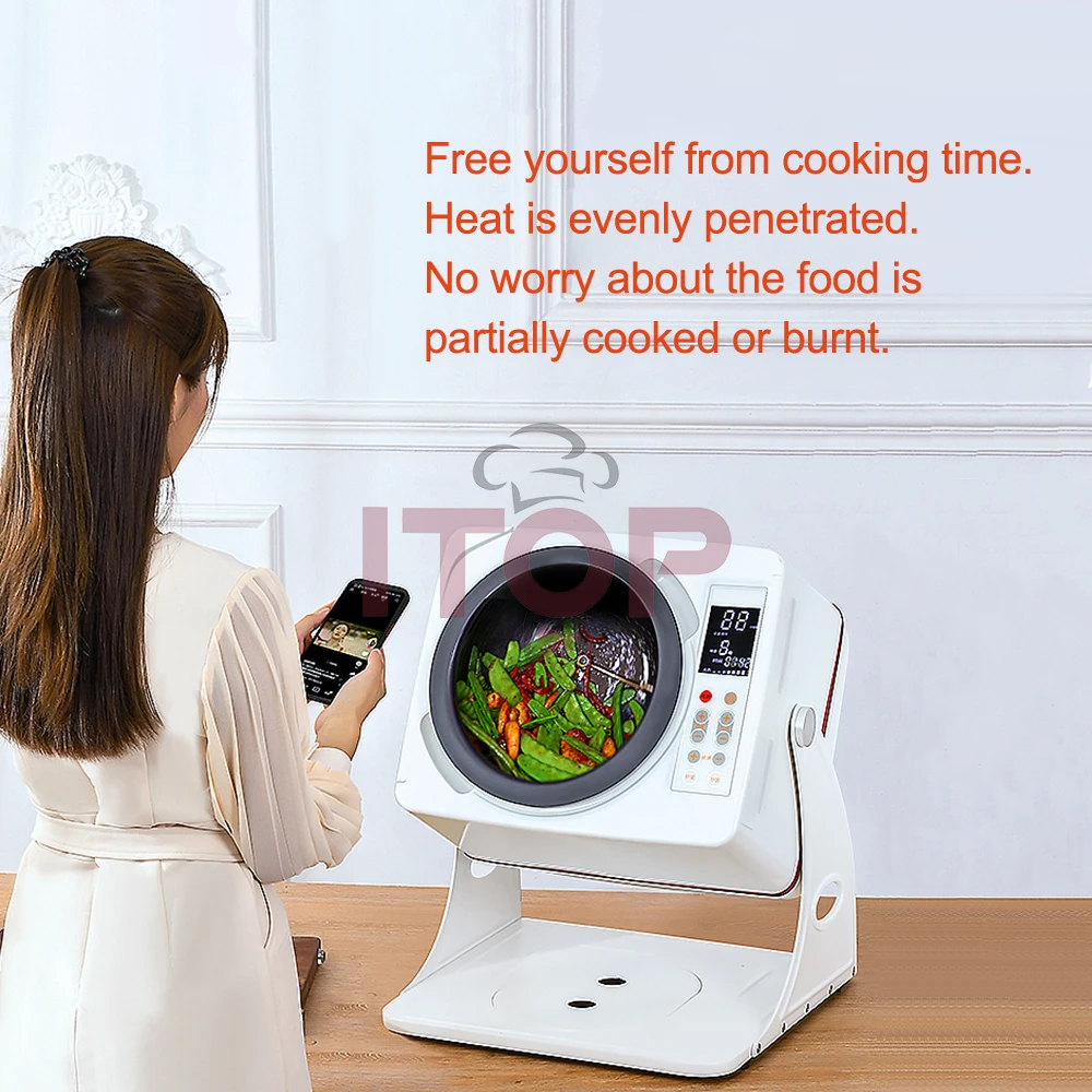 ITOP Automatic Cooking Machine 6L 2500W Commercial/ Household Cooking Robot Non-stick Wok Deep Pot Automatic Stir Fry 220-240V