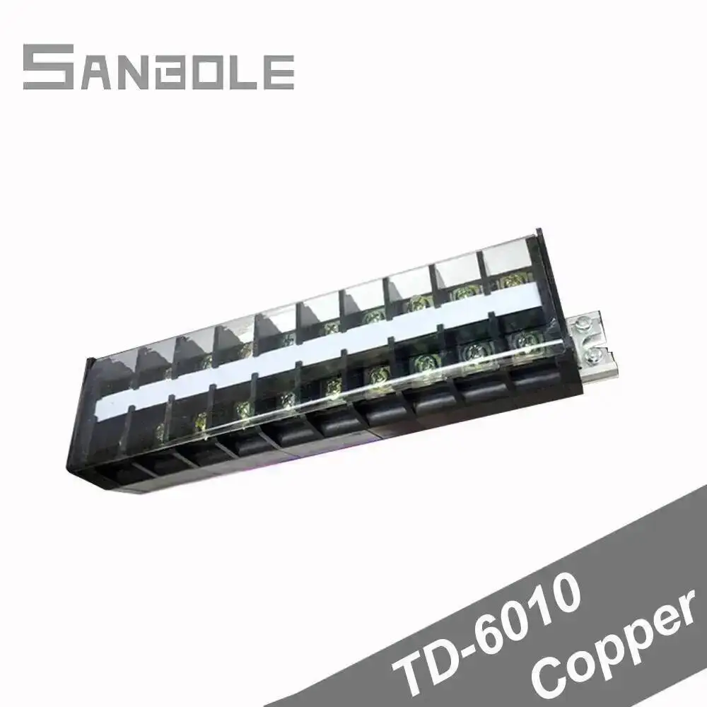 TD-6010 Connection Dual Row Terminal Block 60A 10 Position Cable Wiring Plug-in Unit Electrical Accessory DIN Rail