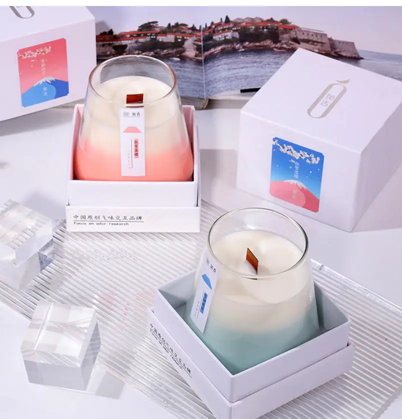 

330267 Scented Candle, Pink White Peach, Soy Wax Aromatherapy Ornament, Smokeless Indoor Candle Cup, Gift Box, Aromatherapy Who