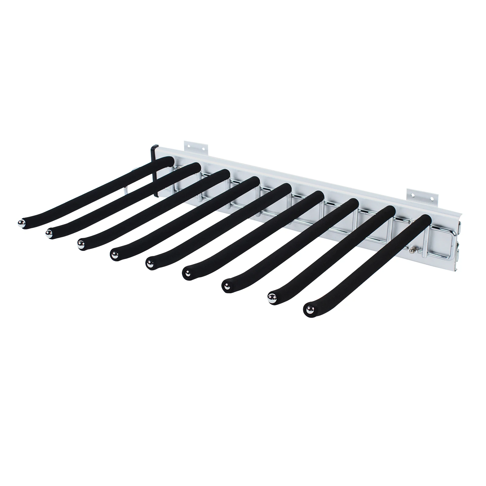 Heavy Duty Wardrobe Pull-Out Trouser Rack W/ Silent Rail Left Mounting Steel Rack 9 Neatly Arranged Rods