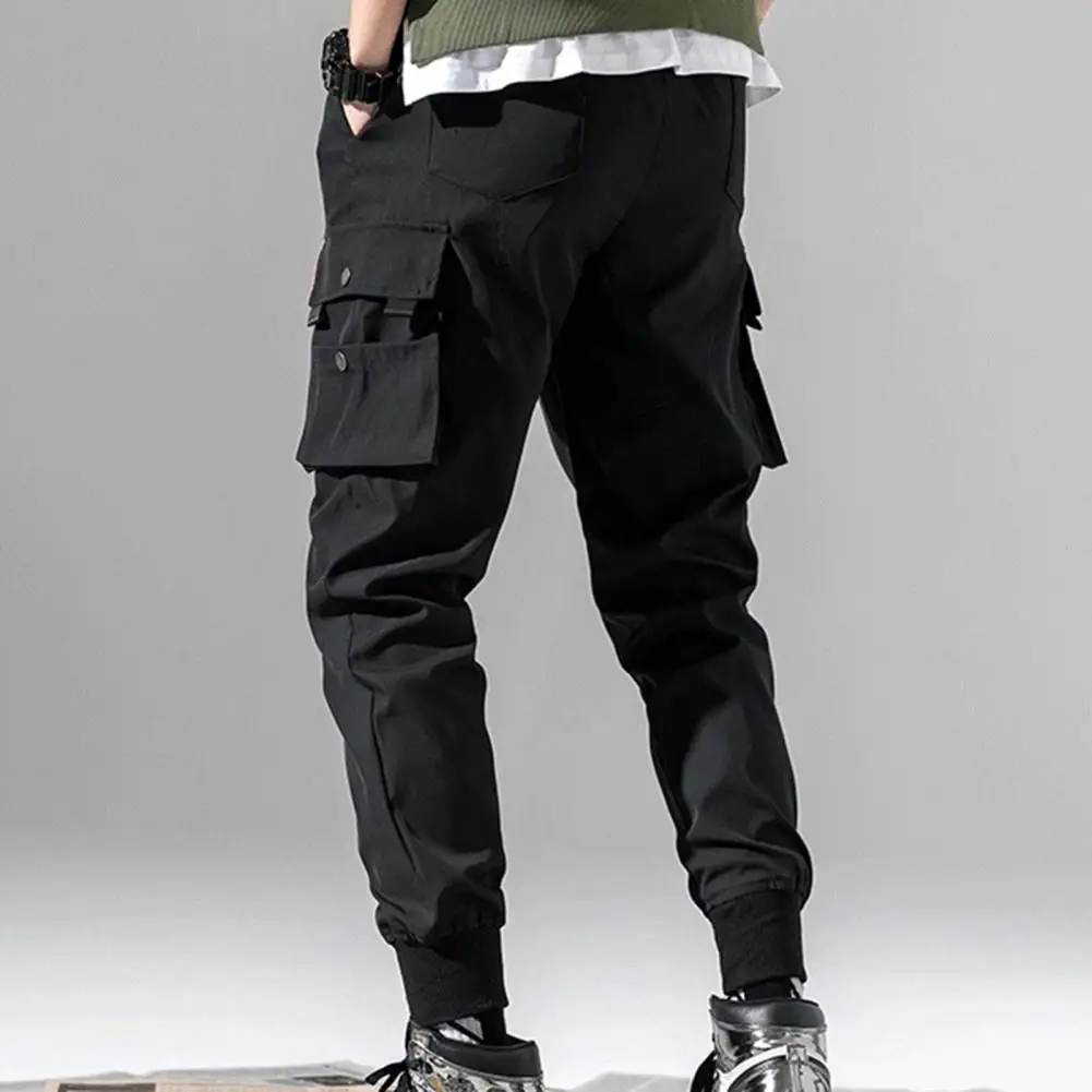 Pantalones Cargo informales Harajuku para hombre, pantalón negro resistente al desgaste, Jogger con múltiples bolsillos, pantalón ajustado, ropa de