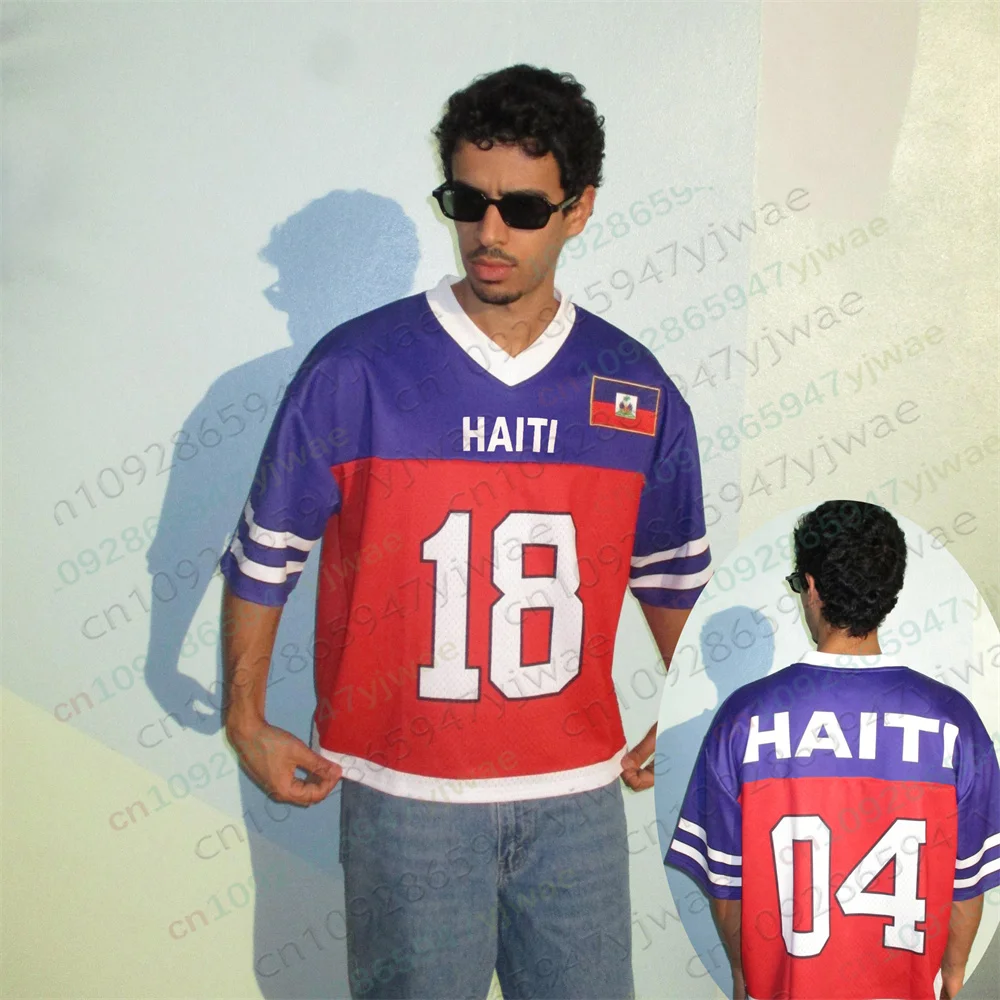 Haiti 1804 Oversized Football Jersey Men'S Fashion Street Wear Short Sleeve Y2k Top Summer Men'S And Women'S T-Shirts