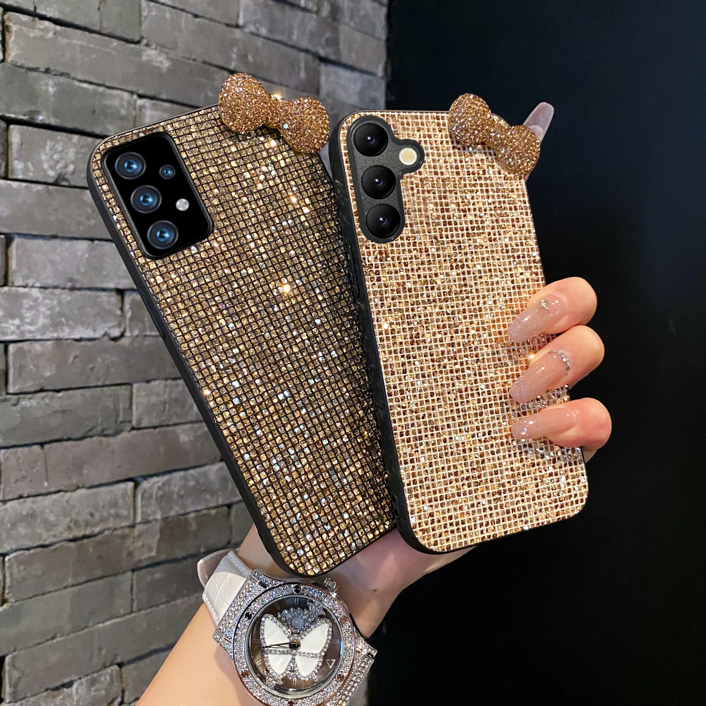 Luxury Shiny 3D Diamond Bowknot Bling Phone Case For Samsung Galaxy A14 A15 A16 A35 A36 S25 S24 S23 S22 Plus FE Ultra Soft Shell