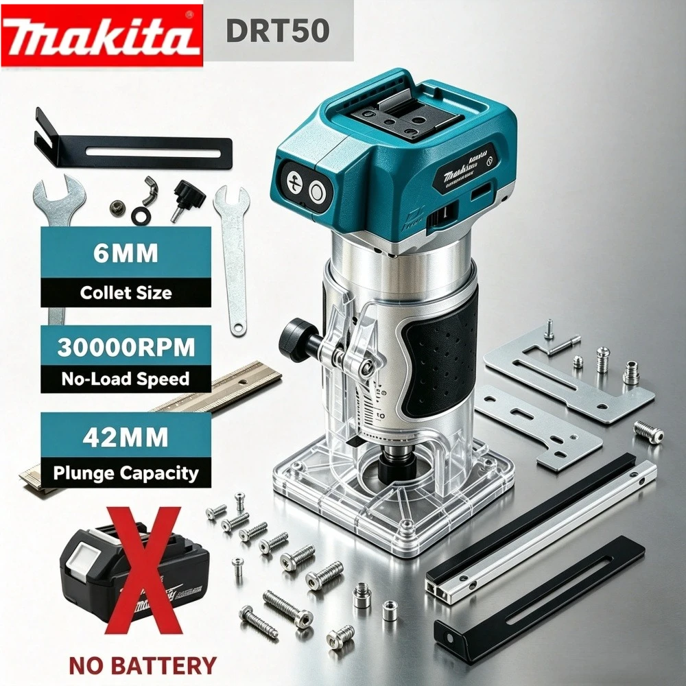 Литий-ионный аккумулятор Makita для DRT50 18V, бесщеточный беспроводной триммер, портативный инструмент для обработки кромок древесины, нарезки пазов и фрезерования.