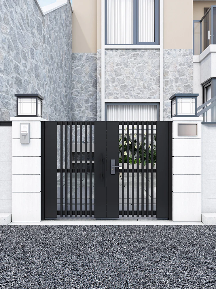 Stainless steel luxury villa door enters aluminum alloy outdoor vertical bar hollowing out the courtyard door