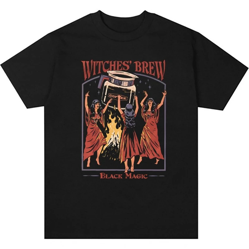

Witch Magic Coffee Graphic Printing Summer Luxury Brand Cotton Men's and Women's T-Shirts Short Sleeves Street Fashion Trend