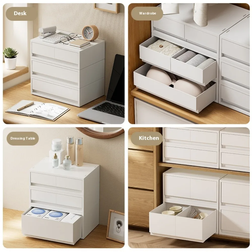 PP Material Drawer Style Storage Box Multi Layer Stacked Plastic Storage Cabinet Multi Functional Home Desktop Organizer Box