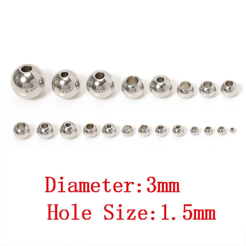 100 Stück 2/3/4/5/6/8/10 mm Metall-Abstandsperlen, runde Perlen für DIY-Armband, Schlüsselanhänger, Anhänger, Schmuckherstellung, Zubehör