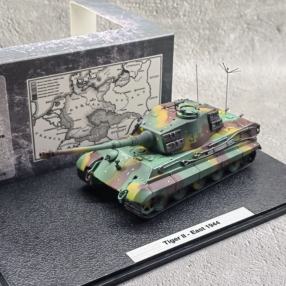 Diecast 1:72 Scale 6 Tiger 2 Old Three Color Camouflage Heavy Tank Alloy Finished Model Collectible Toy Gift Souvenir Display