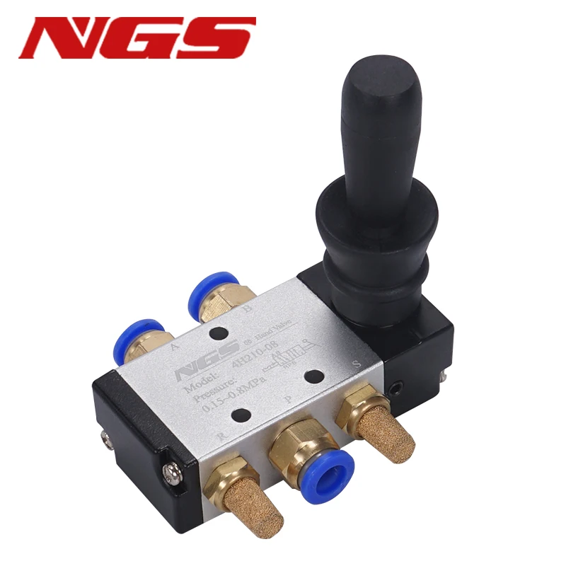 

4H210-06/08 4H310-08/10 4H410-15 2 Position 5 Port Hand Lever Operated Control Pneumatic Manual Valve w Muffler and Fitting