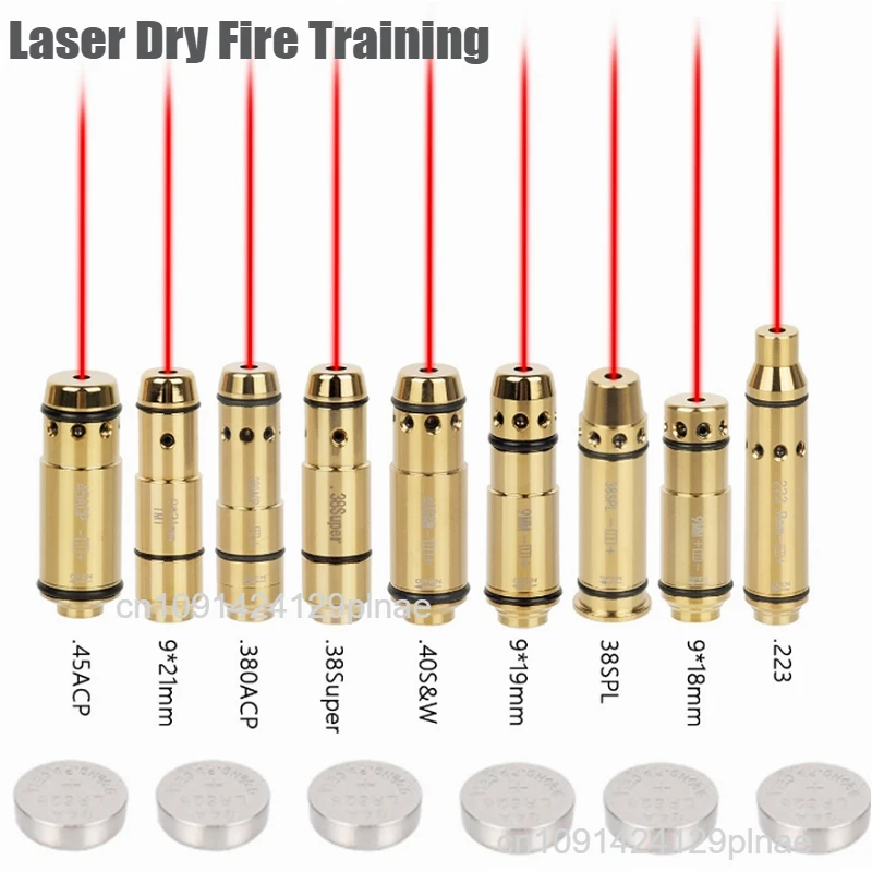 Tactical Laser Training Cartridge Bullet 9mm/ .38SPL/ .40S&W/ 223Rem/ 45ACP Red Dot Laser Dry Fire Training Practice