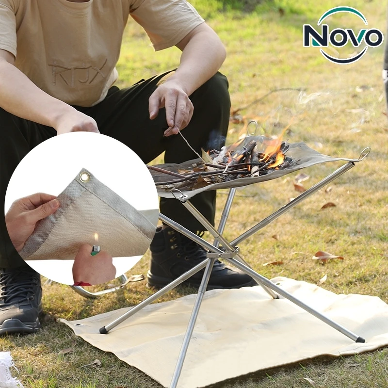 Outdoor Camping Fire Pad Fireproof Mat for Campfire BBQ Grill Fireplace Heat Insulation Ground Protector Fiberglass Fire Pit Mat