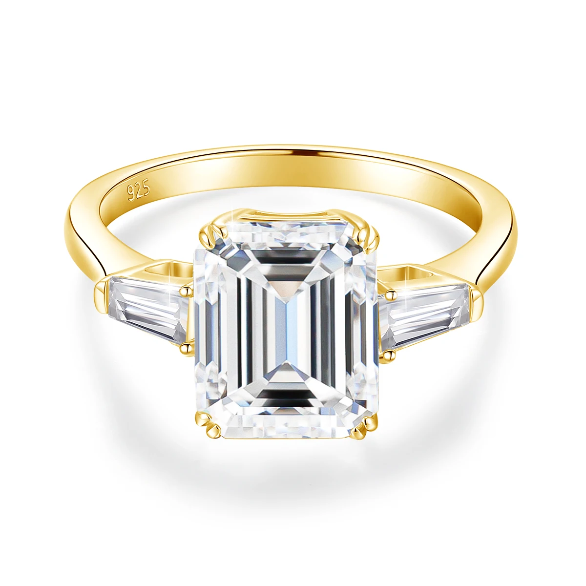 Zertifizierter 925er Silberring mit Moissanit im Smaragdschliff, 5 Karat, 9*11 mm, D-Farbe, VVS1, luxuriöser Hochzeitsschmuck für Frauen, Freundin, Geschenk. – Detail 2