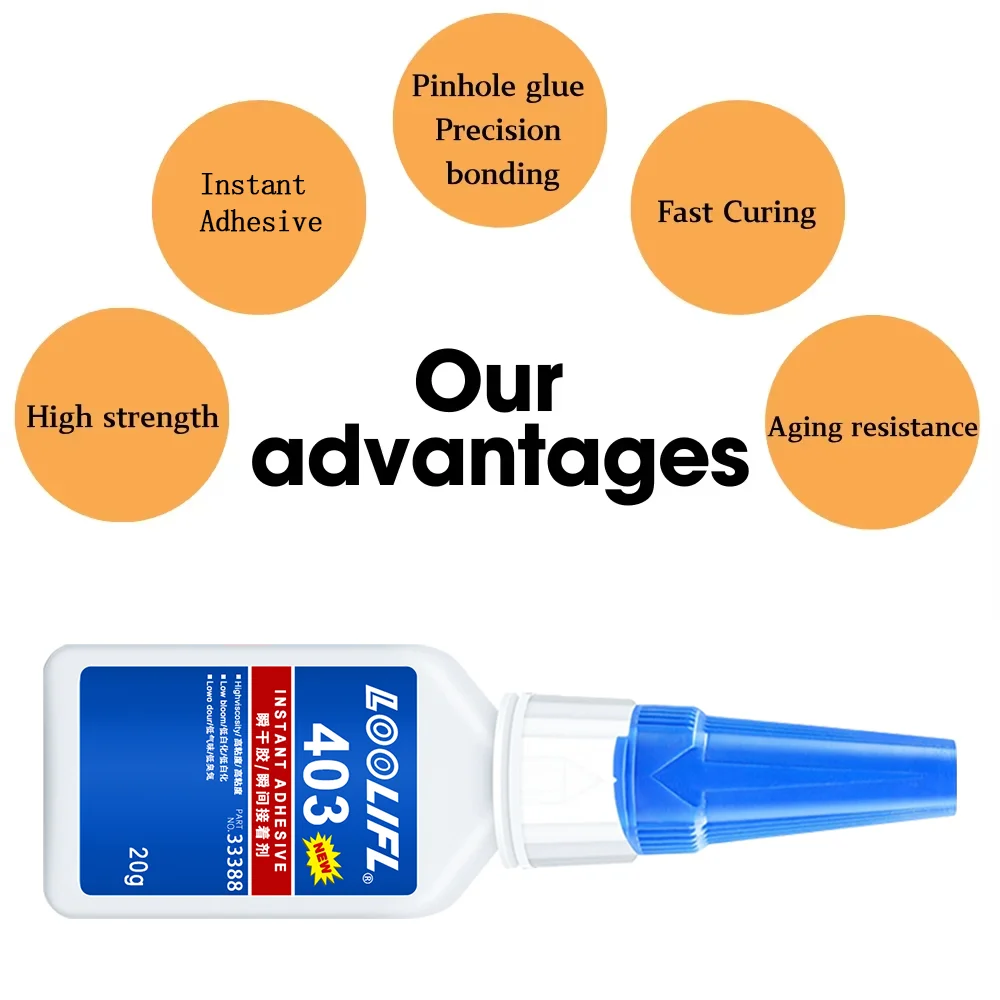 Loolifl Three-Second Instant Adhesive, Strong Glue, Craft Glue, Rubber-Specific Adhesive, Strong Bonding, Quick-Drying, Fine Nozzle Opening, Shock-Resistant, High and Low Temperature Resistant, Transparent Multi-Purpos