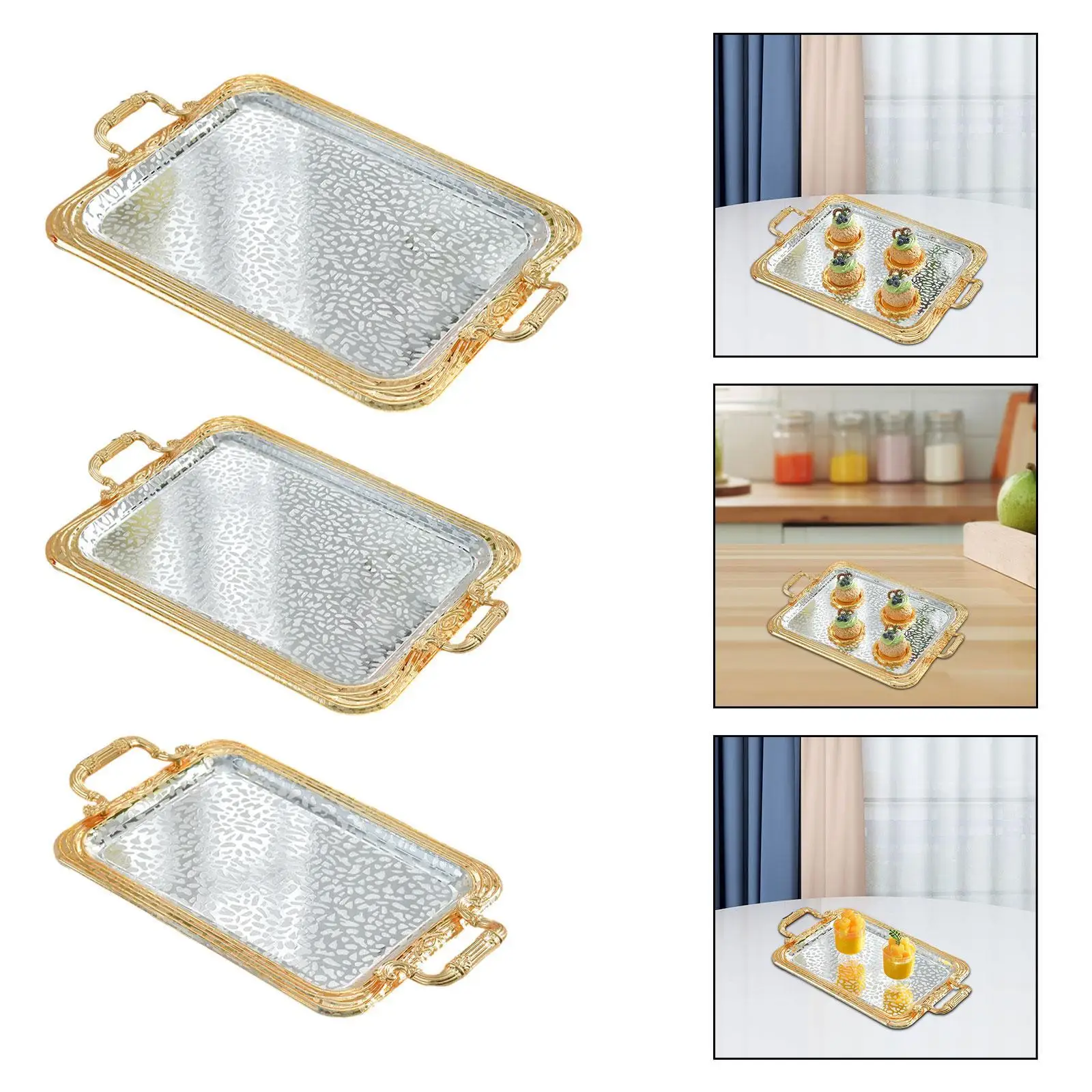 Plateau de service élégant pour desserts, cosmétiques, parfums, maquillage, bijoux – Idéal pour coiffeuse, cuisine, chambre, dressing, toilettes