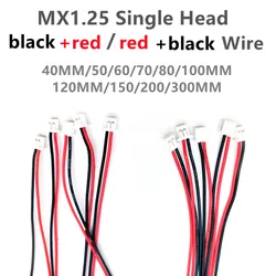 20pcs/LOT JST 28AWG MX1.25 Connector Wire Cable 2PIN Red Black / Black Red Electronic Wire Single End 40MM~300MM 1.25mm Pitch