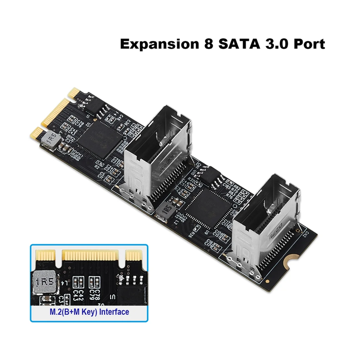 M.2 PCIe3.0 에서 8 포트 SATA 6G 멀티플라이어 컨트롤러 카드, B/M 키, NGFF 각 포트, 6Gbps 도착, 2 미니 SAS 인터페이스